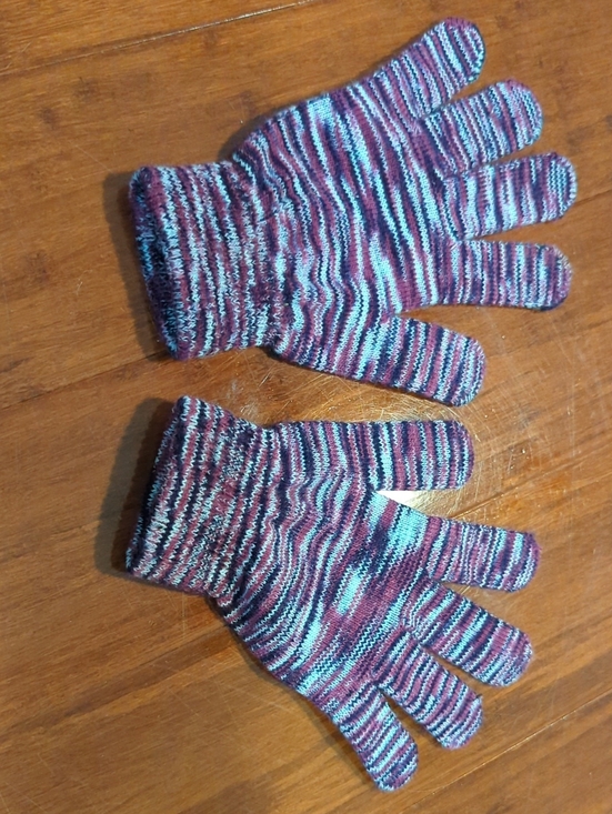 no brand Other - Kids Striped Knit Gloves - Purple & White